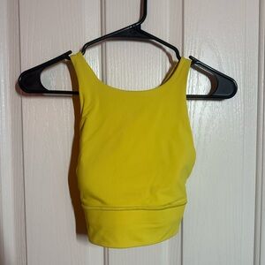 Lululemon Energy High-Neck Longline Ribbed Luxtreme Sports Bra Mustard Yellow